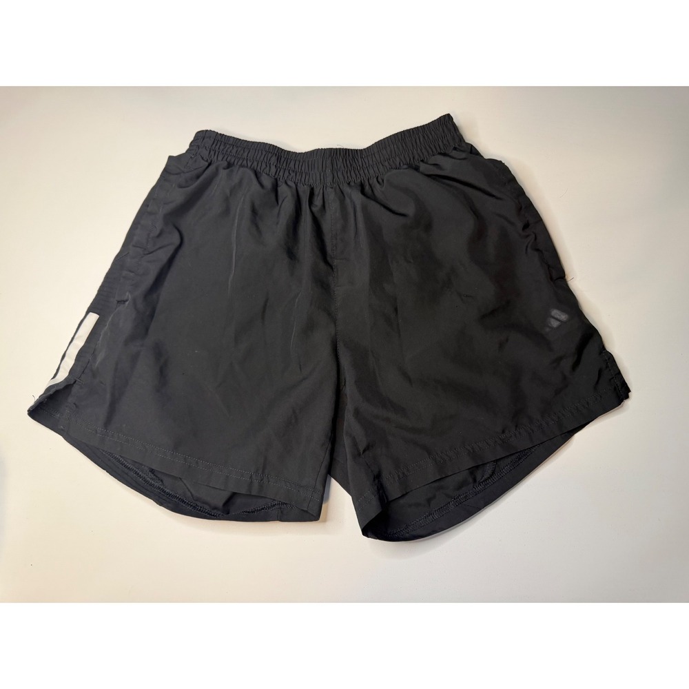 Adidas Womens Black Athletic Running Shorts Size Small 3 Stripe Logo Workout
